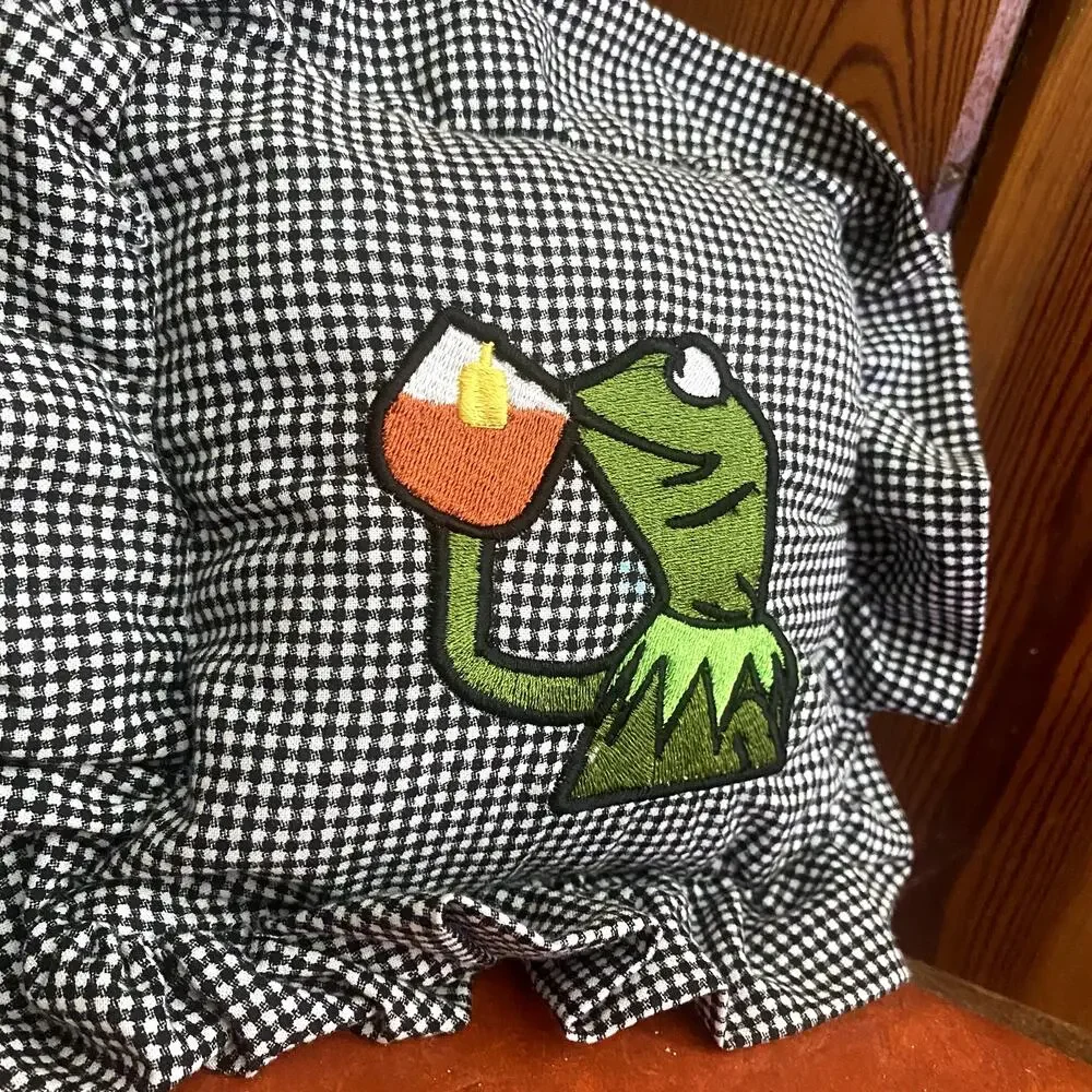 Sips Tea Meme embroidered Mini Ruffled Pillow